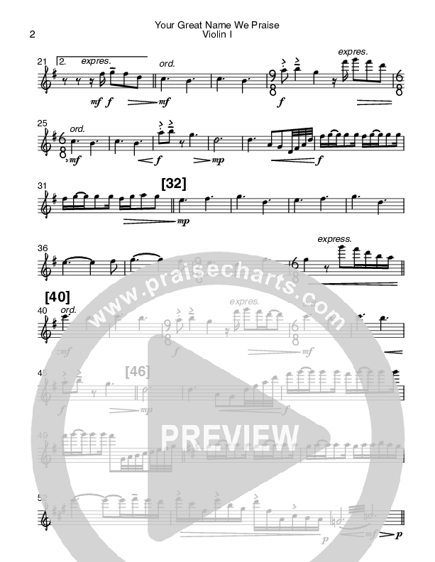 Your Great Name We Praise Violin 1 (Bob Kauflin)