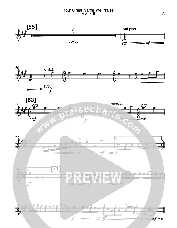 Your Great Name We Praise Violin 2 (Bob Kauflin)