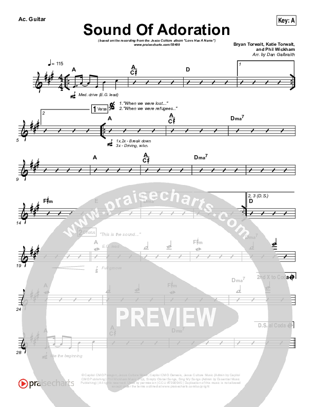 Sound Of Adoration Rhythm Chart (Jesus Culture / Bryan Torwalt)
