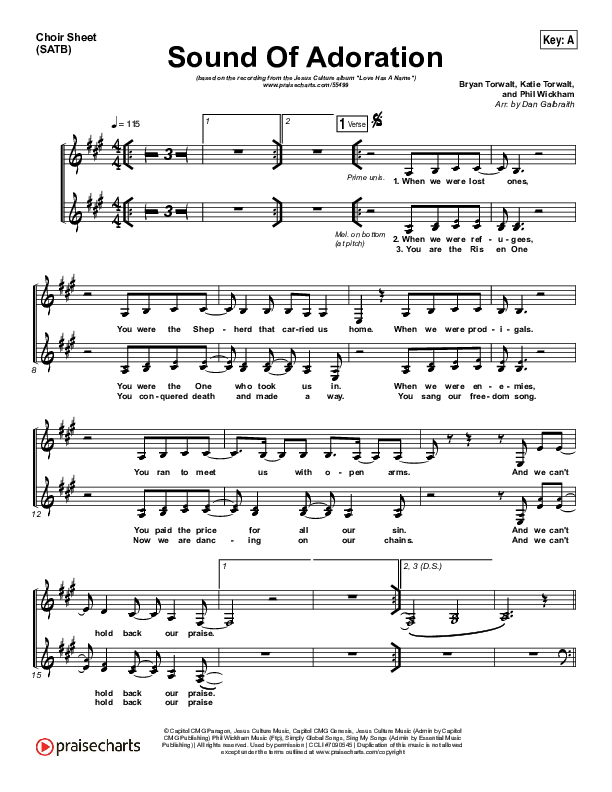 Sound Of Adoration Choir Sheet (SATB) (Jesus Culture / Bryan Torwalt)