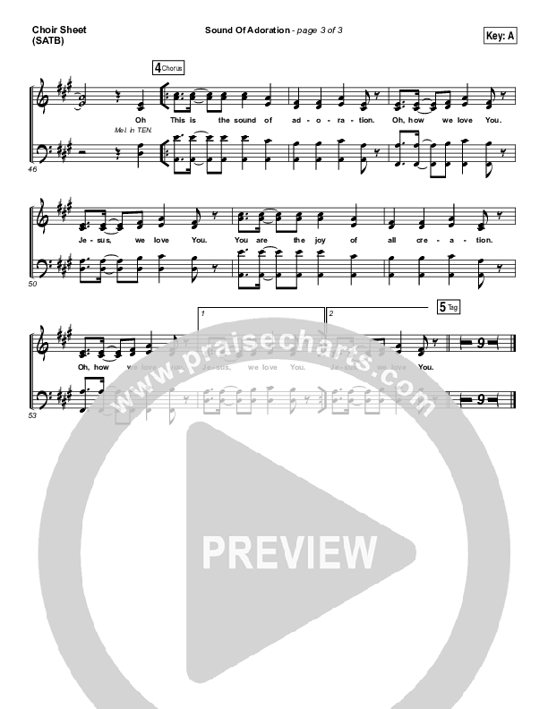 Sound Of Adoration Choir Sheet (SATB) (Jesus Culture / Bryan Torwalt)