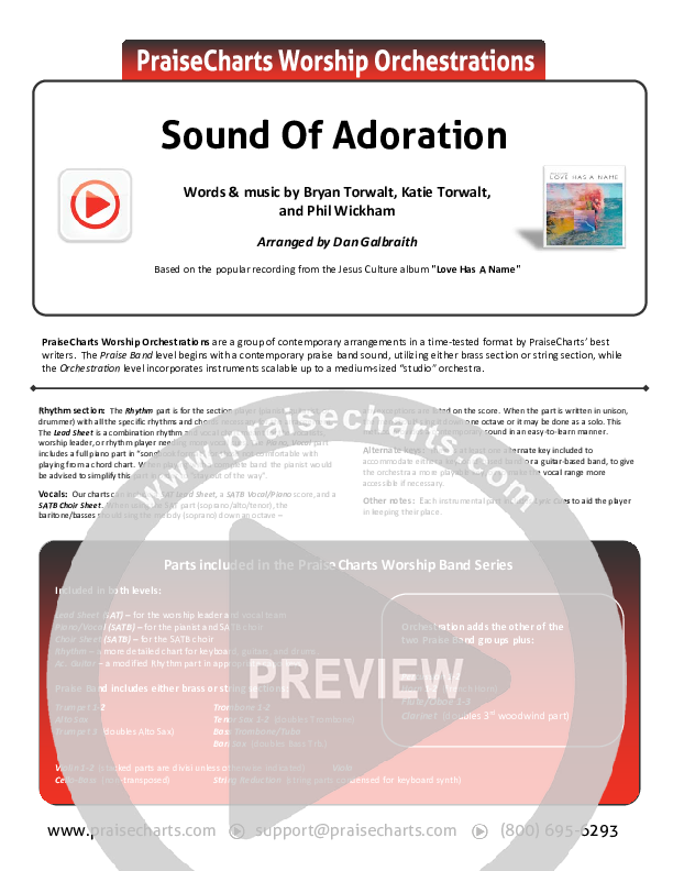 Sound Of Adoration Cover Sheet (Jesus Culture / Bryan Torwalt)