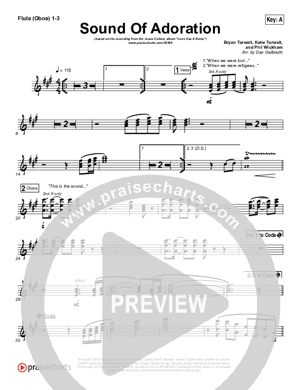 Sound Of Adoration Flute/Oboe 1/2/3 (Jesus Culture / Bryan Torwalt)