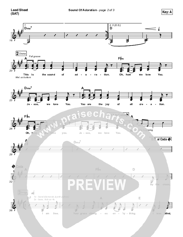 Sound Of Adoration Lead Sheet (SAT) (Jesus Culture / Bryan Torwalt)