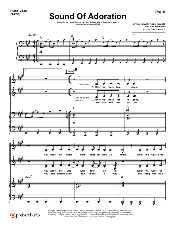 Sound Of Adoration Piano/Vocal (SATB) (Jesus Culture / Bryan Torwalt)
