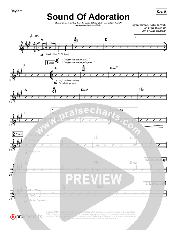 Sound Of Adoration Rhythm Chart (Jesus Culture / Bryan Torwalt)