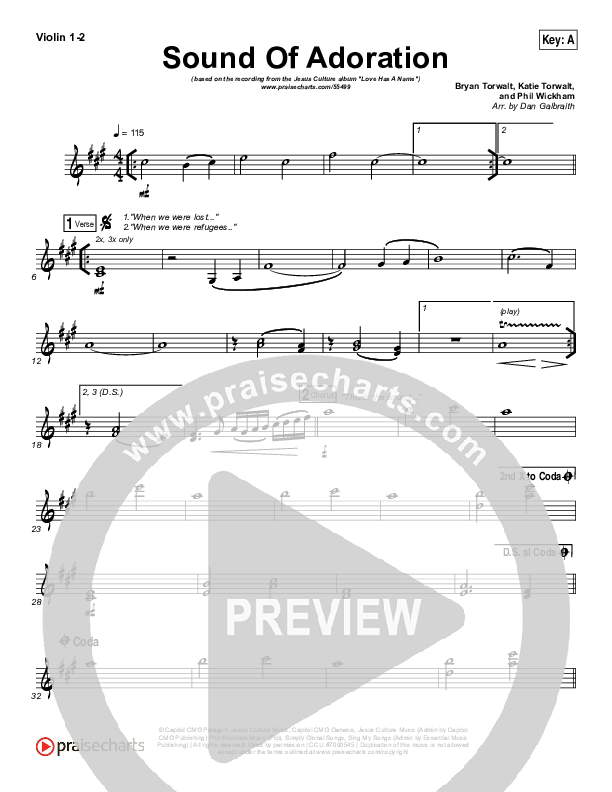 Sound Of Adoration Violin 1/2 (Jesus Culture / Bryan Torwalt)
