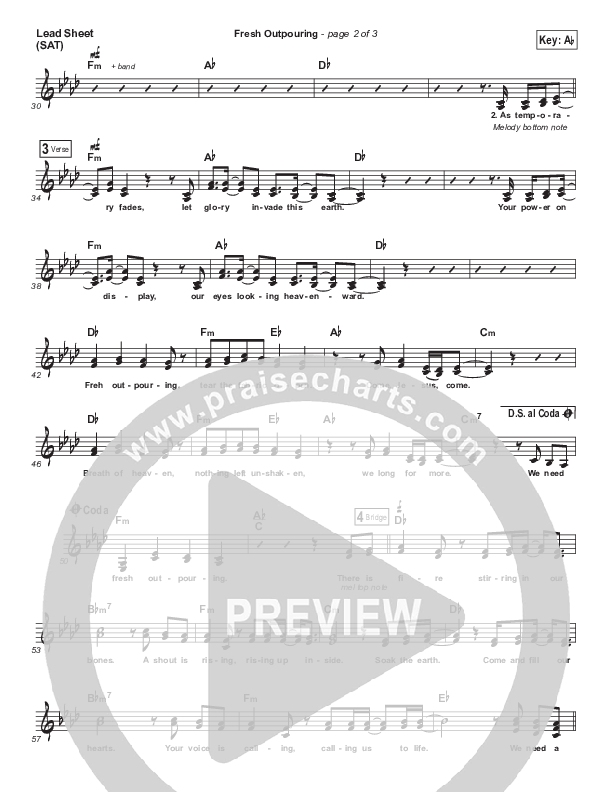 Fresh Outpouring Lead Sheet (SAT) (Jesus Culture / Kim Walker-Smith)