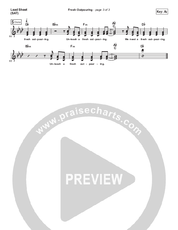 Fresh Outpouring Lead Sheet (SAT) (Jesus Culture / Kim Walker-Smith)