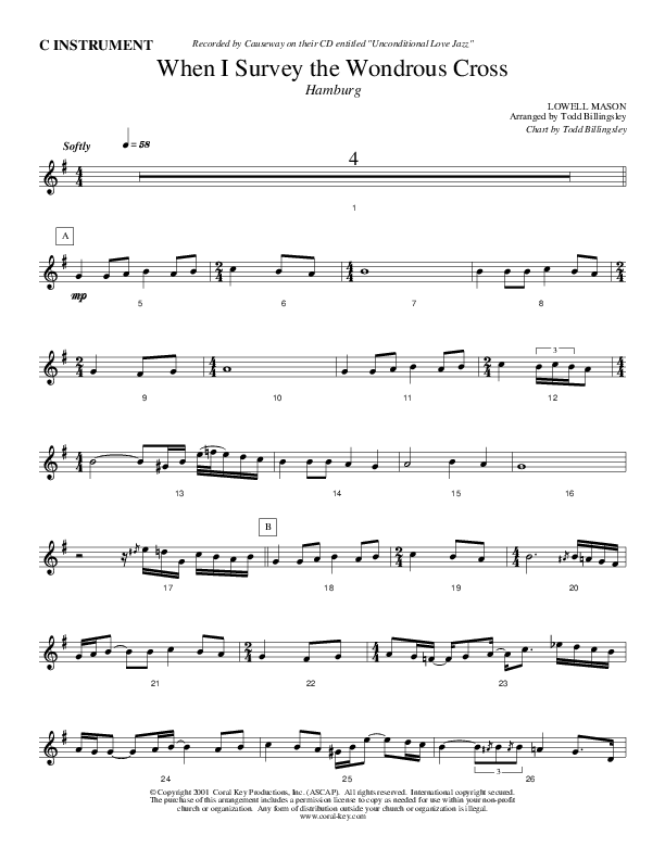 When I Survey The Wondrous Cross C Instruments (Causeway)