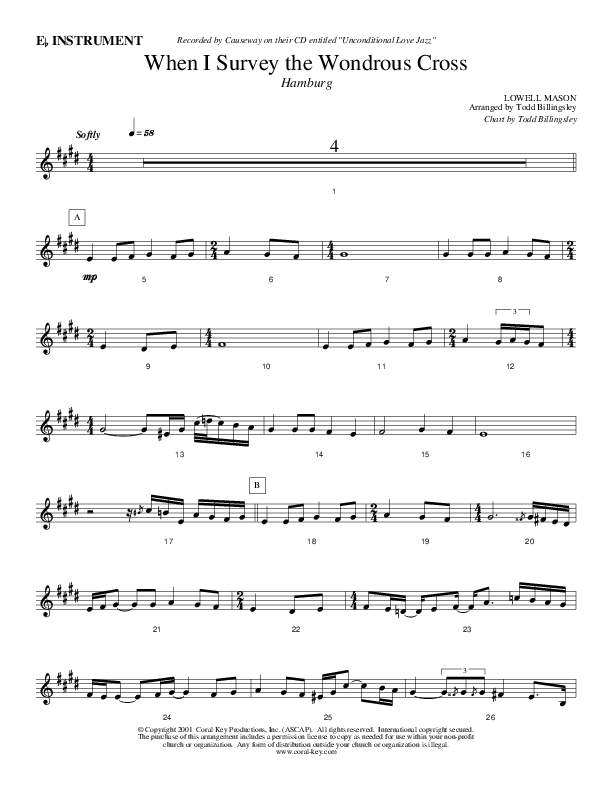 When I Survey The Wondrous Cross Eb Instruments (Causeway)