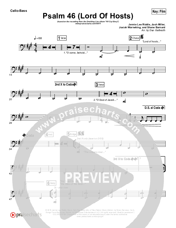 Psalm 46 (Lord Of Hosts) Cello/Bass (Onething Live / Misty Edwards)