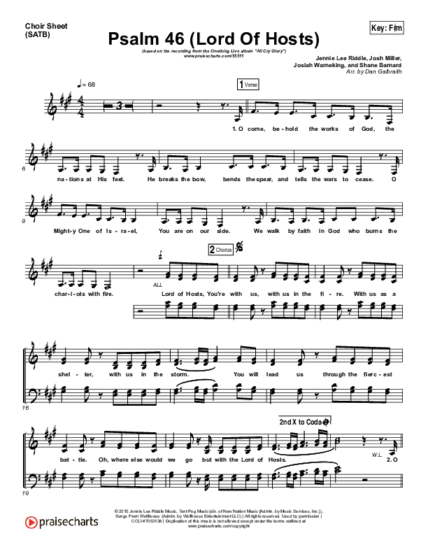 Psalm 46 (Lord Of Hosts) Choir Sheet (SATB) (Onething Live / Misty Edwards)