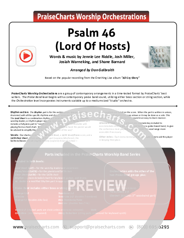 Psalm 46 (Lord Of Hosts) Cover Sheet (Onething Live / Misty Edwards)