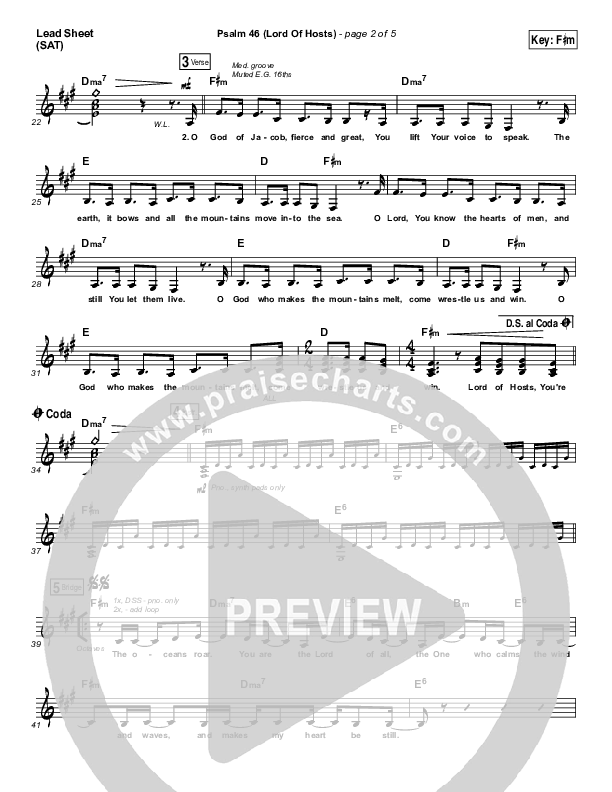 Psalm 46 (Lord Of Hosts) Lead Sheet (SAT) (Onething Live / Misty Edwards)