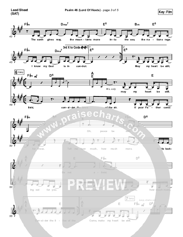Psalm 46 (Lord Of Hosts) Lead Sheet (SAT) (Onething Live / Misty Edwards)