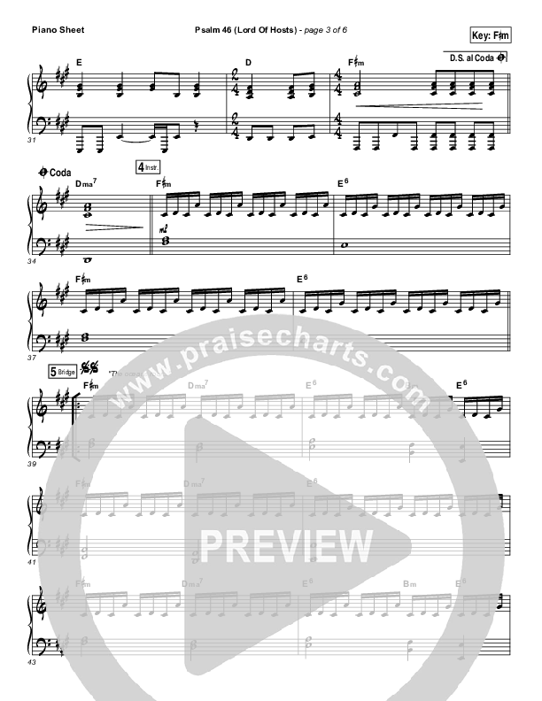 Psalm 46 (Lord Of Hosts) Piano Sheet (Onething Live / Misty Edwards)