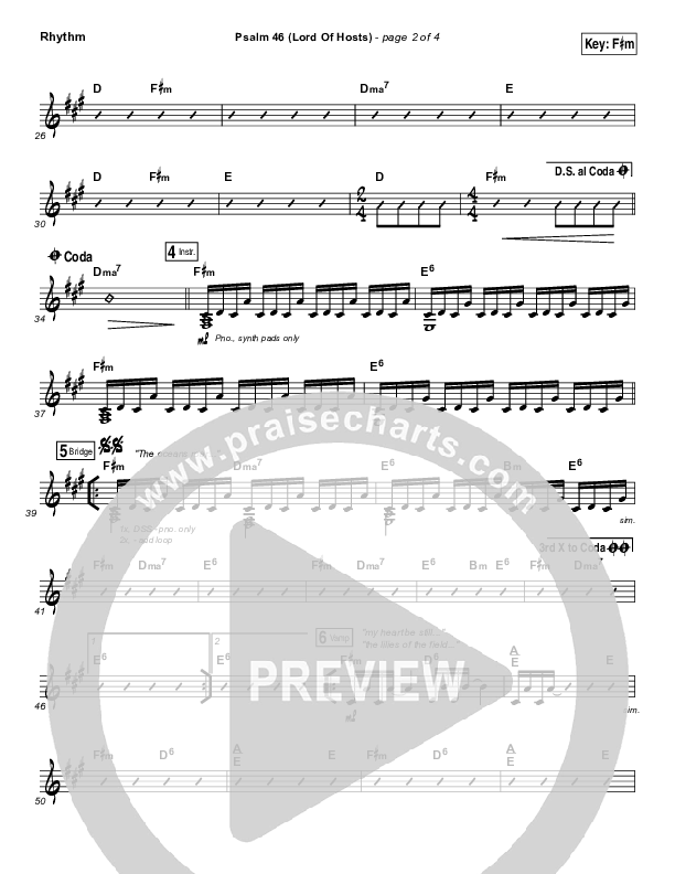 Psalm 46 (Lord Of Hosts) Rhythm Chart (Onething Live / Misty Edwards)