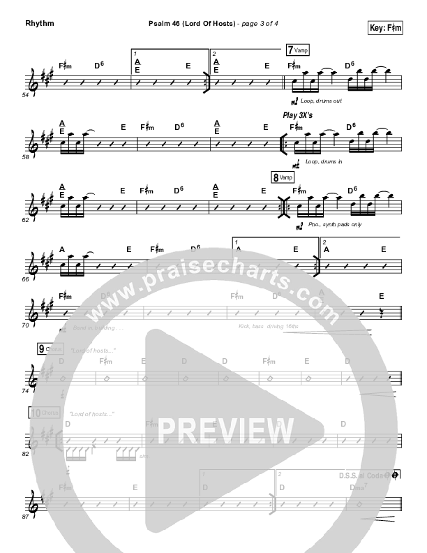 Psalm 46 (Lord Of Hosts) Rhythm Chart (Onething Live / Misty Edwards)