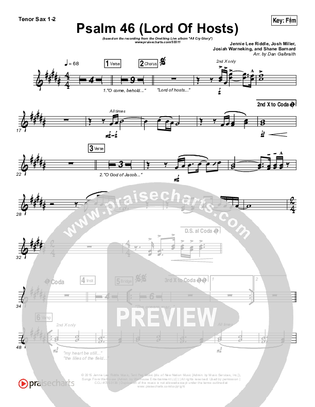 Psalm 46 (Lord Of Hosts) Tenor Sax 1/2 (Onething Live / Misty Edwards)