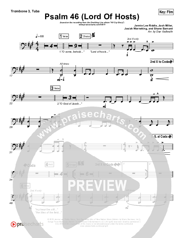 Psalm 46 (Lord Of Hosts) Trombone 3/Tuba (Onething Live / Misty Edwards)