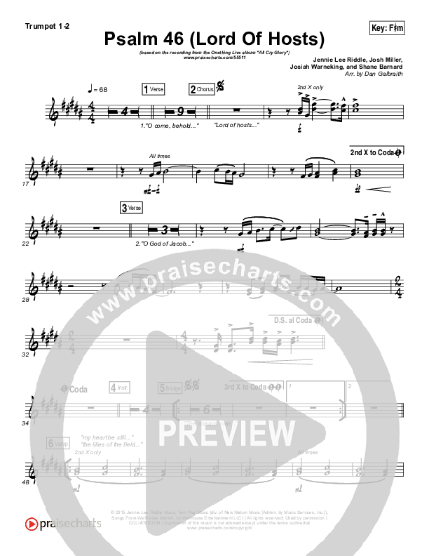 Psalm 46 (Lord Of Hosts) Trumpet 1,2 (Onething Live / Misty Edwards)