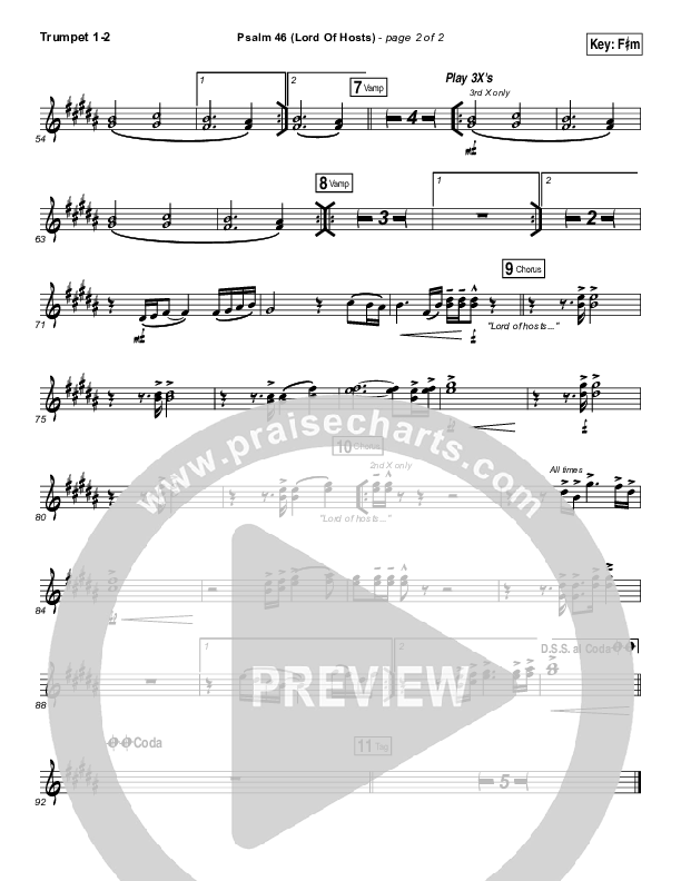 Psalm 46 (Lord Of Hosts) Trumpet 1,2 (Onething Live / Misty Edwards)