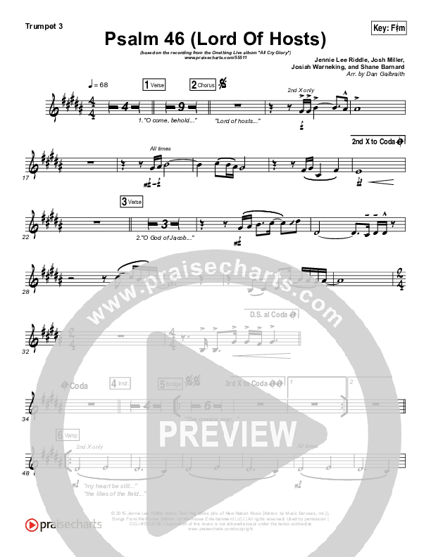 Psalm 46 (Lord Of Hosts) Trumpet 3 (Onething Live / Misty Edwards)