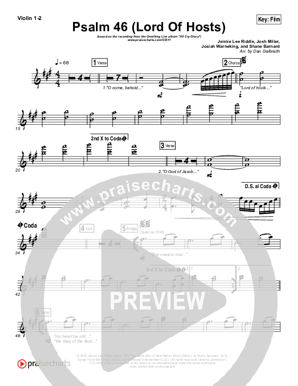 Psalm 46 (Lord Of Hosts) Violin 1/2 (Onething Live / Misty Edwards)