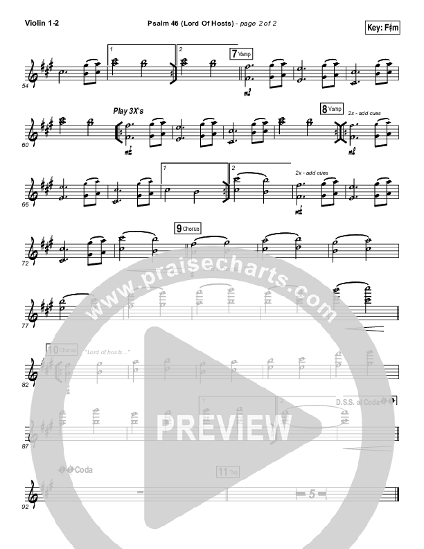 Psalm 46 (Lord Of Hosts) Violin 1/2 (Onething Live / Misty Edwards)