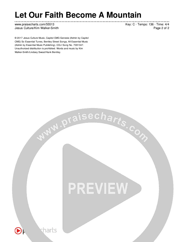 Let Our Faith Become A Mountain Chords & Lyrics (Jesus Culture / Kim Walker-Smith)