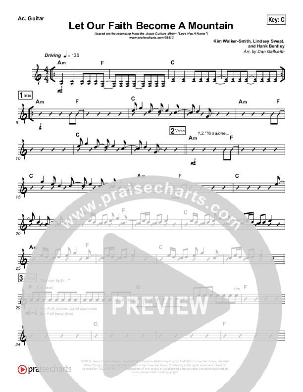 Let Our Faith Become A Mountain Rhythm Chart (Jesus Culture / Kim Walker-Smith)