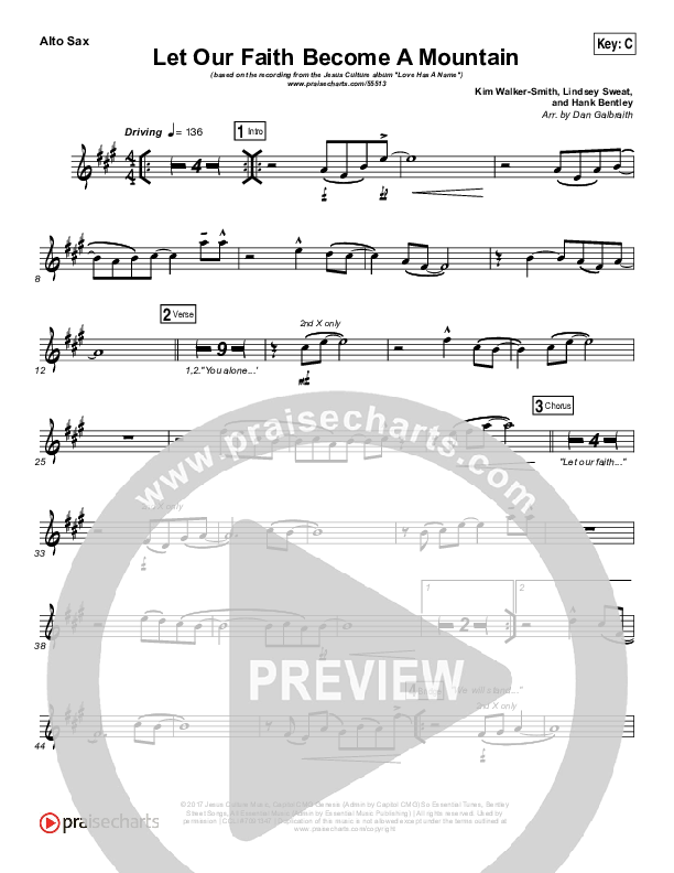 Let Our Faith Become A Mountain Alto Sax (Jesus Culture / Kim Walker-Smith)