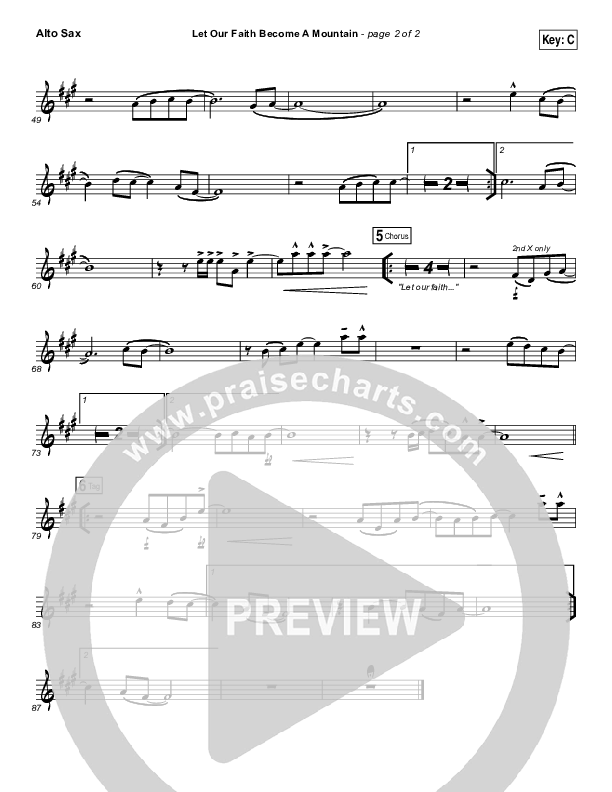 Let Our Faith Become A Mountain Alto Sax (Jesus Culture / Kim Walker-Smith)