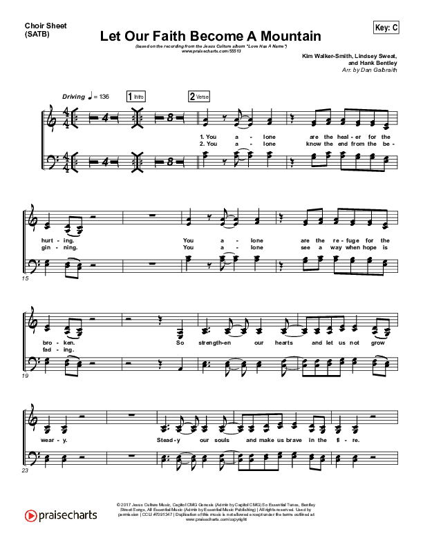 Let Our Faith Become A Mountain Choir Vocals (SATB) (Jesus Culture / Kim Walker-Smith)