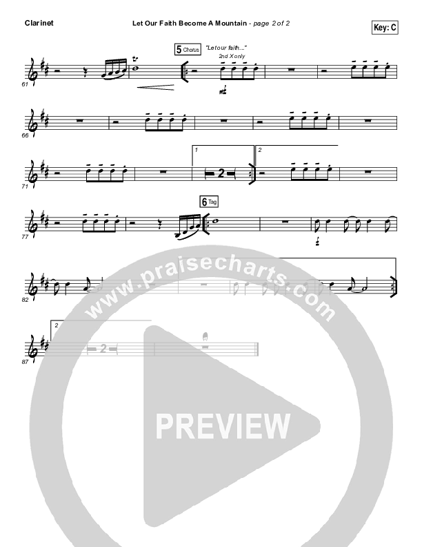 Let Our Faith Become A Mountain Clarinet (Jesus Culture / Kim Walker-Smith)