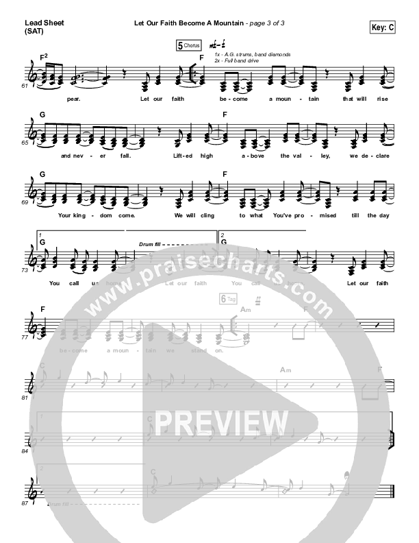 Let Our Faith Become A Mountain Lead Sheet (SAT) (Jesus Culture / Kim Walker-Smith)