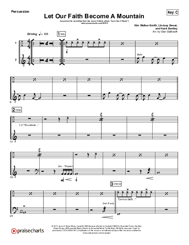 Let Our Faith Become A Mountain Percussion (Jesus Culture / Kim Walker-Smith)