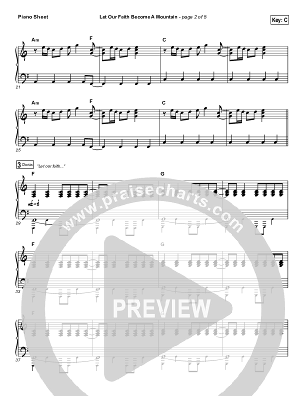 Let Our Faith Become A Mountain Piano Sheet (Jesus Culture / Kim Walker-Smith)