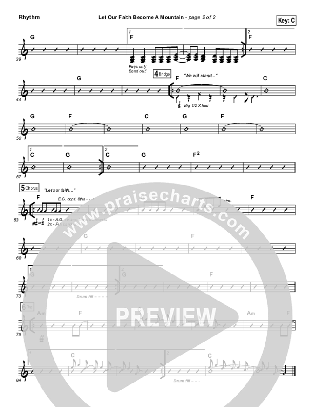 Let Our Faith Become A Mountain Rhythm Chart (Jesus Culture / Kim Walker-Smith)