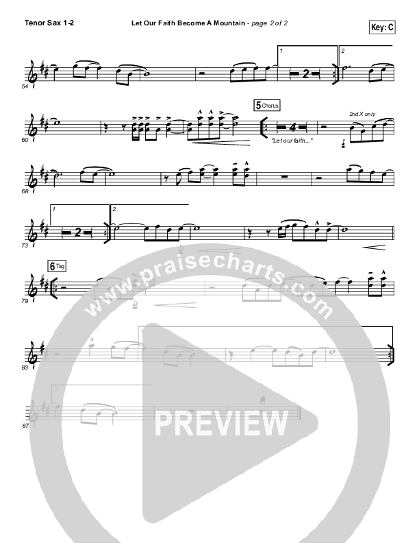 Let Our Faith Become A Mountain Tenor Sax 1/2 (Jesus Culture / Kim Walker-Smith)
