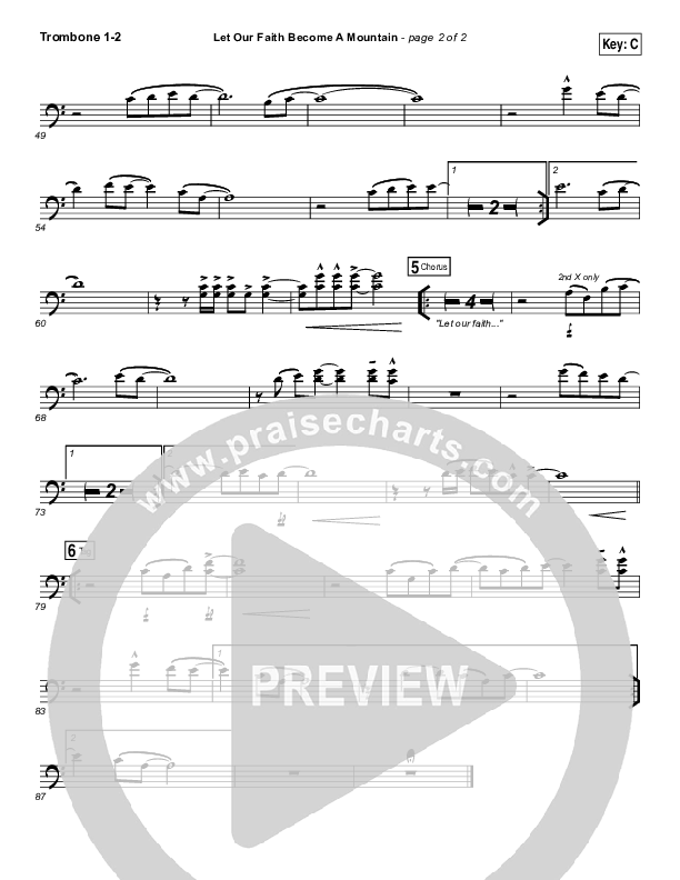 Let Our Faith Become A Mountain Trombone 1/2 (Jesus Culture / Kim Walker-Smith)