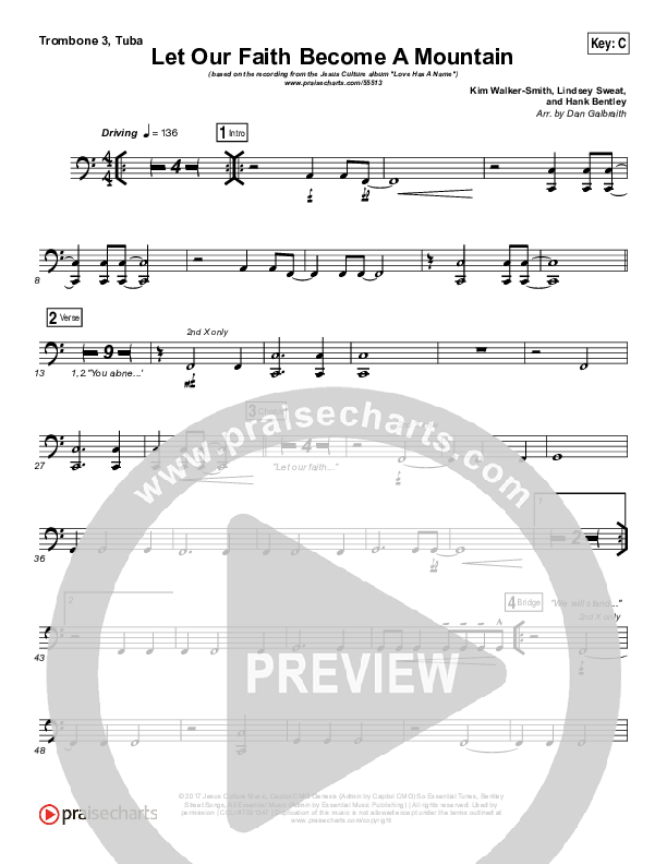 Let Our Faith Become A Mountain Trombone 3/Tuba (Jesus Culture / Kim Walker-Smith)