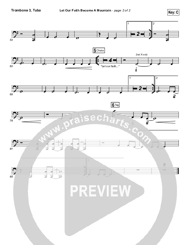 Let Our Faith Become A Mountain Trombone 3/Tuba (Jesus Culture / Kim Walker-Smith)