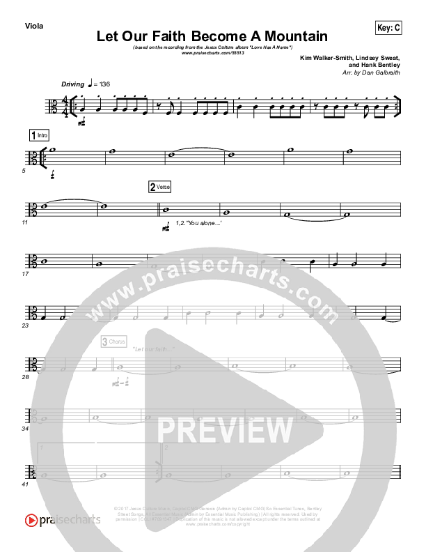 Let Our Faith Become A Mountain Viola (Jesus Culture / Kim Walker-Smith)