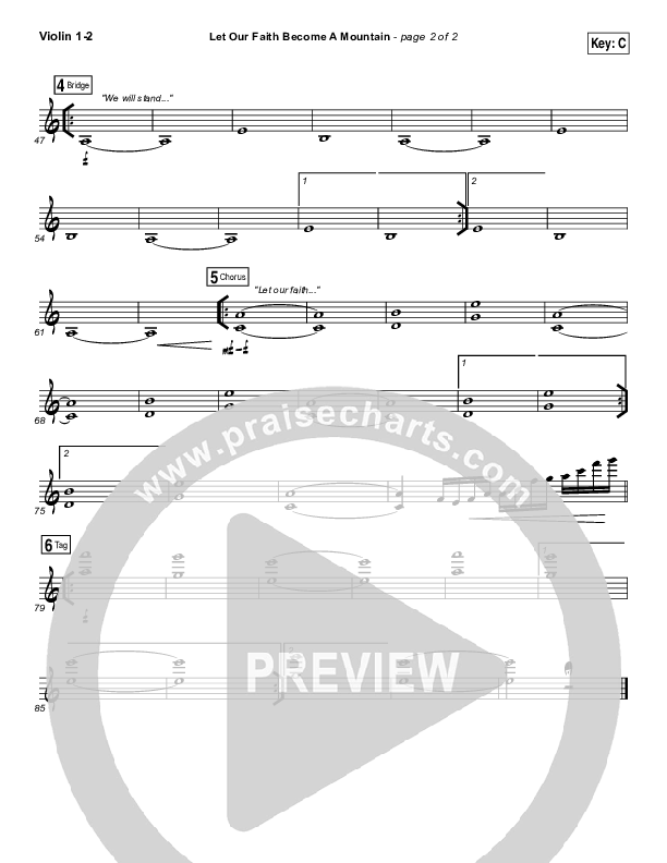 Let Our Faith Become A Mountain Violin 1/2 (Jesus Culture / Kim Walker-Smith)