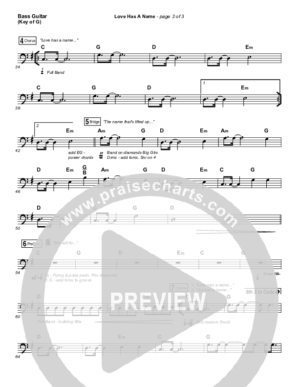 Love Has A Name Bass Guitar (Jesus Culture / Kim Walker-Smith)