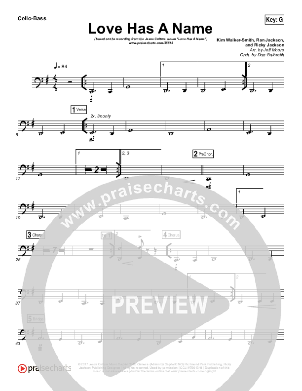 Love Has A Name Cello/Bass (Jesus Culture / Kim Walker-Smith)