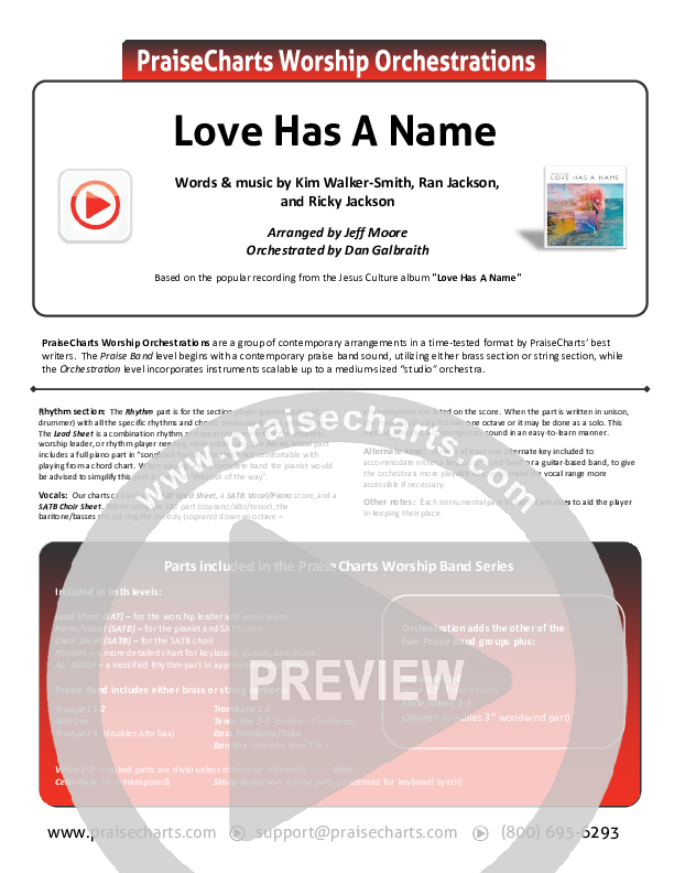 Love Has A Name Cover Sheet (Jesus Culture / Kim Walker-Smith)