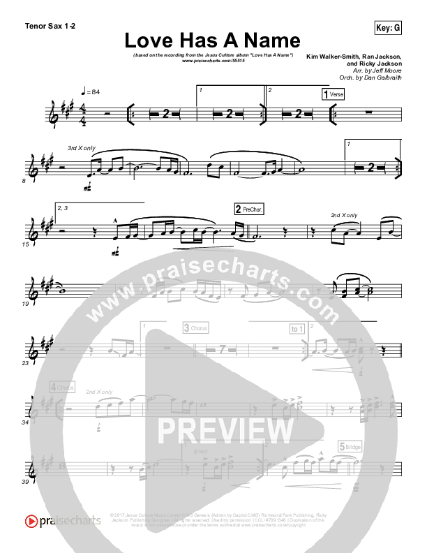 Love Has A Name Tenor Sax 1/2 (Jesus Culture / Kim Walker-Smith)